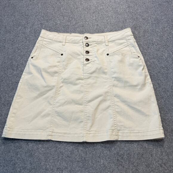 Women's Frye and Co. Cream Denim Jean Mini Skirt Size 10 - Picture 2 of 7